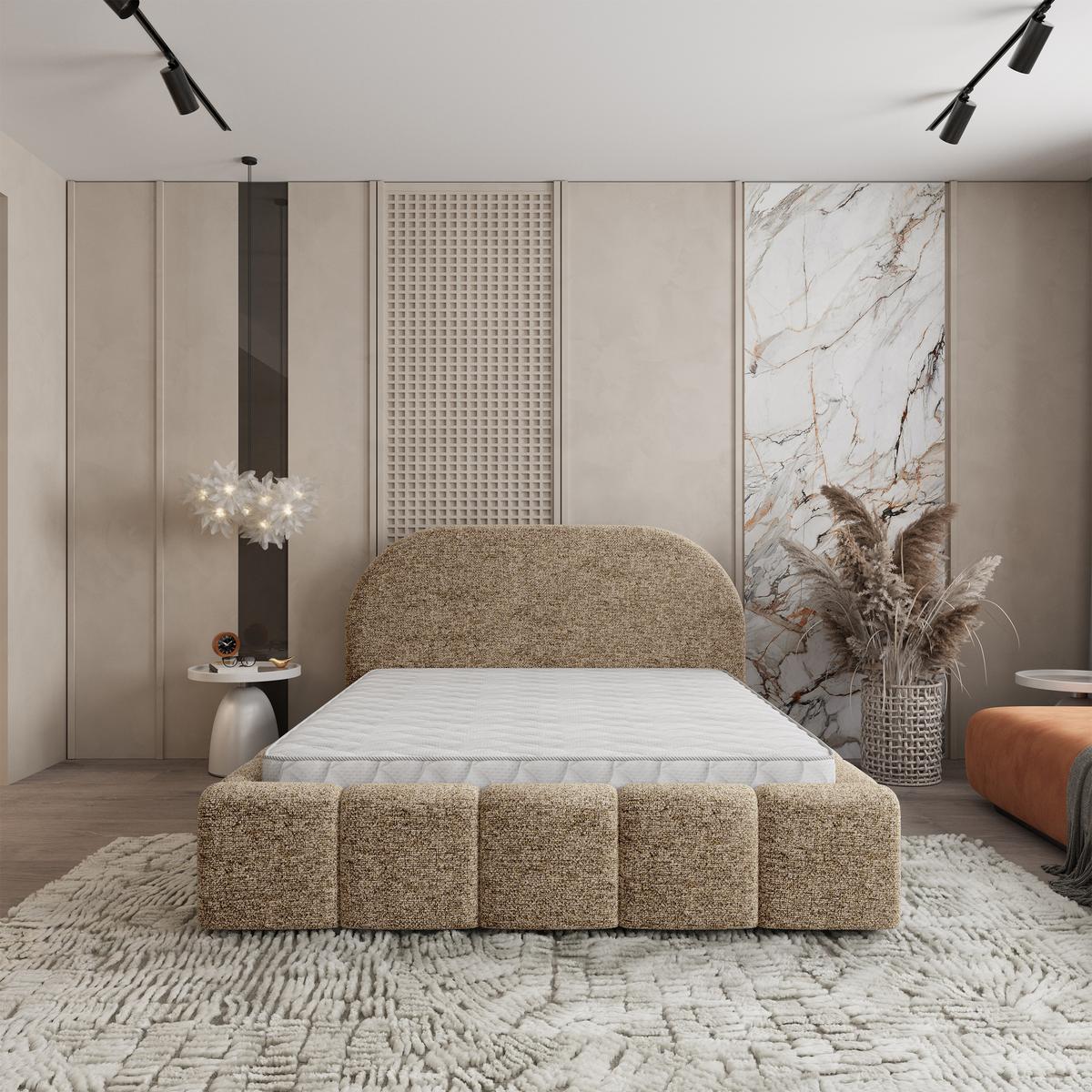 POLSTERBETT FLUSSO 140x200 cm mit Bettkästen - Beige - Beige, Holz (140/200cm) - MASSENO