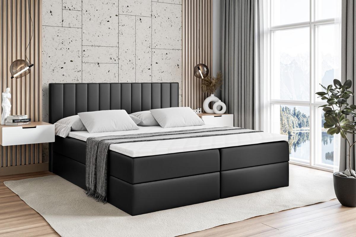 BOXBETT mit Matratze H3 und Lattenrost - EDITA - 140x200 cm Schwarz Hochglanz - Schwarz Hochglanz, Holzwerkstoff (140/200cm) - ALTDECOR