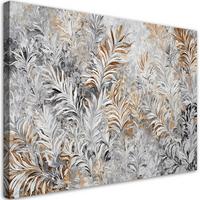 WANDBILD abstrakte blätter grau gold - Silberfarben, Textil (60/40cm) - Feeby