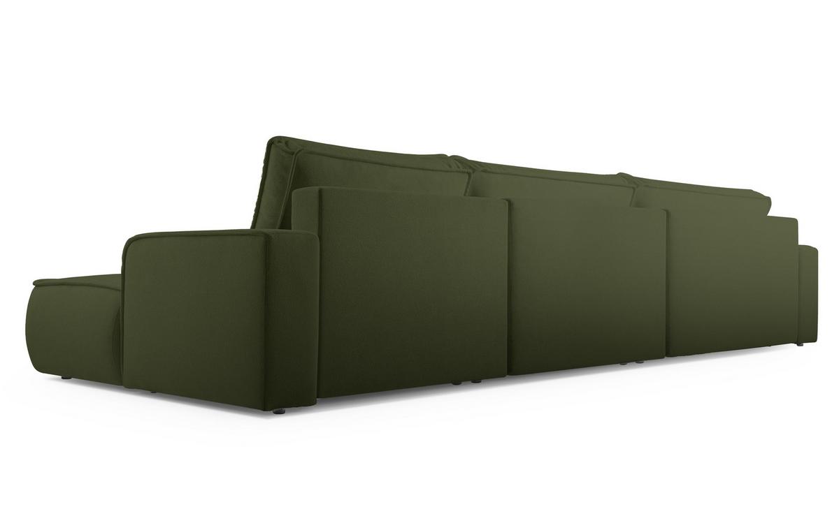 WOHNLANDSCHAFT Ablia Dunkelgrün 364/168/87 cm mit Schlaffunktion - Schwarz/Grün, Kunststoff/Textil (364/87/168cm) - AX Living