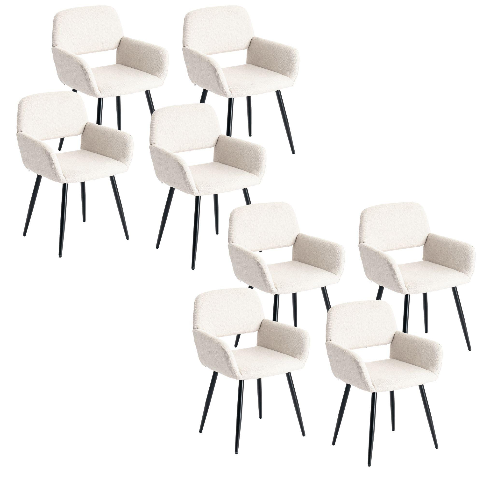 ARMLEHNSTUHL-SET 8 Stück beige - Beige, Holzwerkstoff/Textil (56/77/53cm) - Urban Meuble