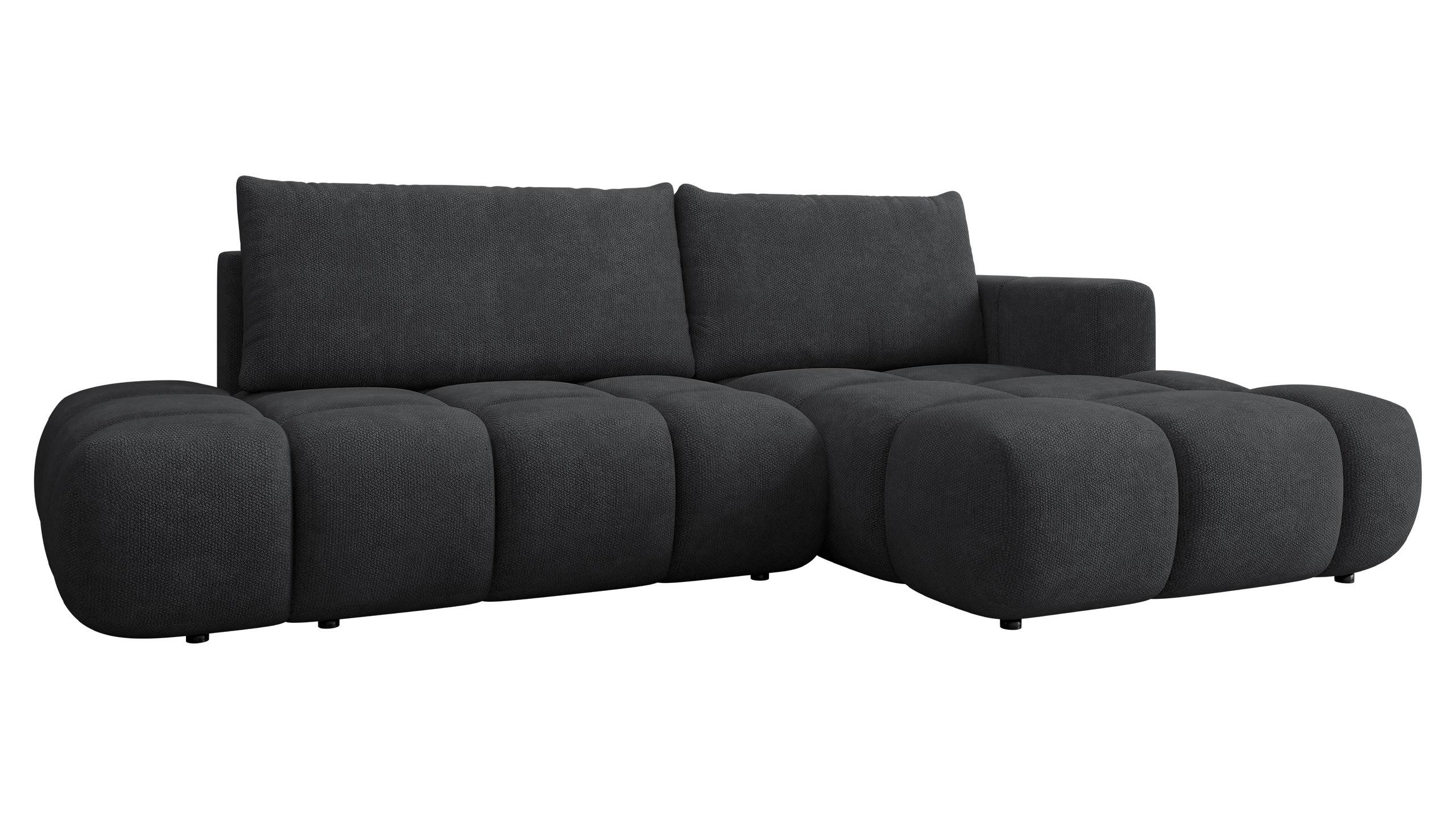 ECKSOFA Soffi, Seite: Rechts - Dunkelgrau/Schwarz, Holz/Kunststoff (283/166cm) - MIRJAN24