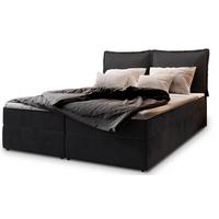 BOXBETT LENTE 140x200 cm mit Matratze und Topper - Schwarz - Schwarz, Holz (140/200cm) - MASSENO