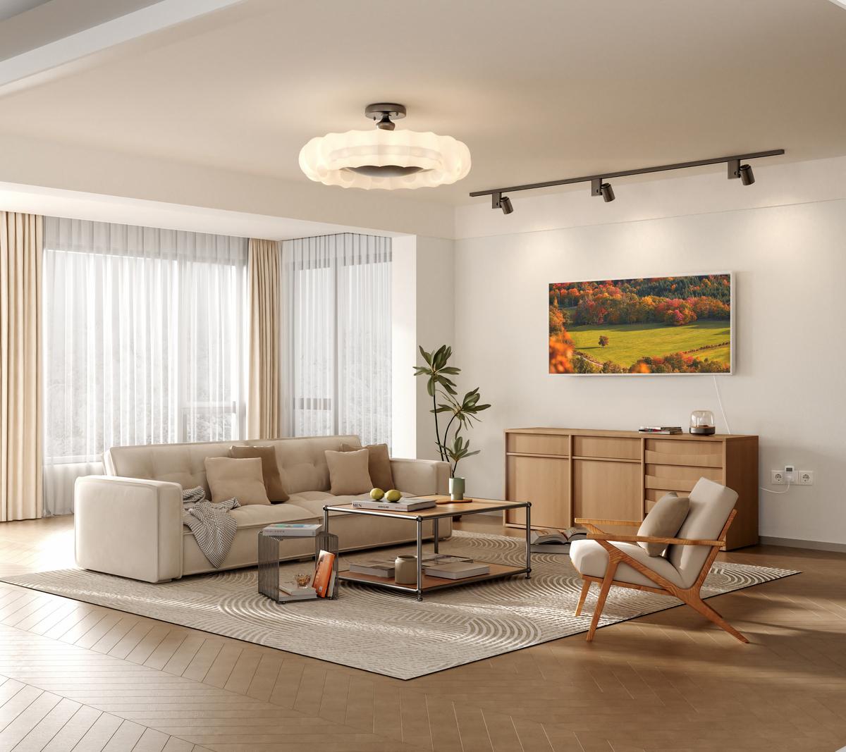 WANDKONVEKTOR Elektrisch mit dekorativem Landschaftsbild, Thermostat und WLAN App Steuerung, 119,5/59,5/2 cm - Weiß, Kunststoff/Metall (119.5/59.5/2cm) - EMKE