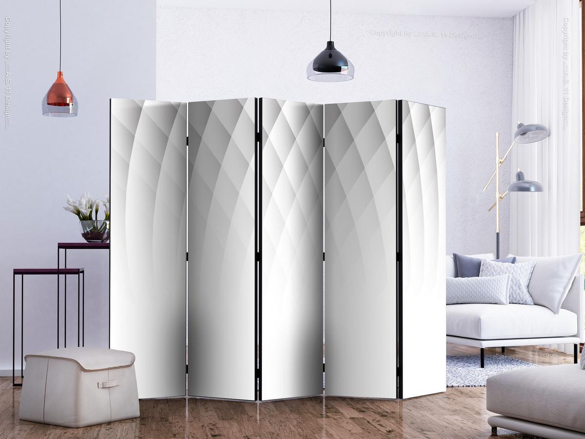 PARAVENT Beidseitig Bedruckter 5-tlg 225x172 cm Lichtstruktur - Weiß, Holz/Textil (225/172/3cm) - Muralo