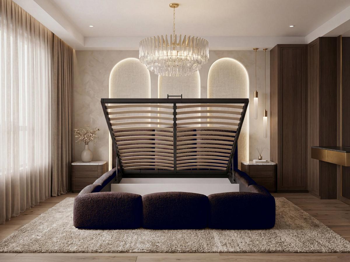POLSTERBETT Harmony mit Bettkasten, Dunkelbraun Boucle 160x200 cm - Birkefarben/Dunkelbraun, Holzwerkstoff/Kunststoff (160/200cm) - WFL GROUP