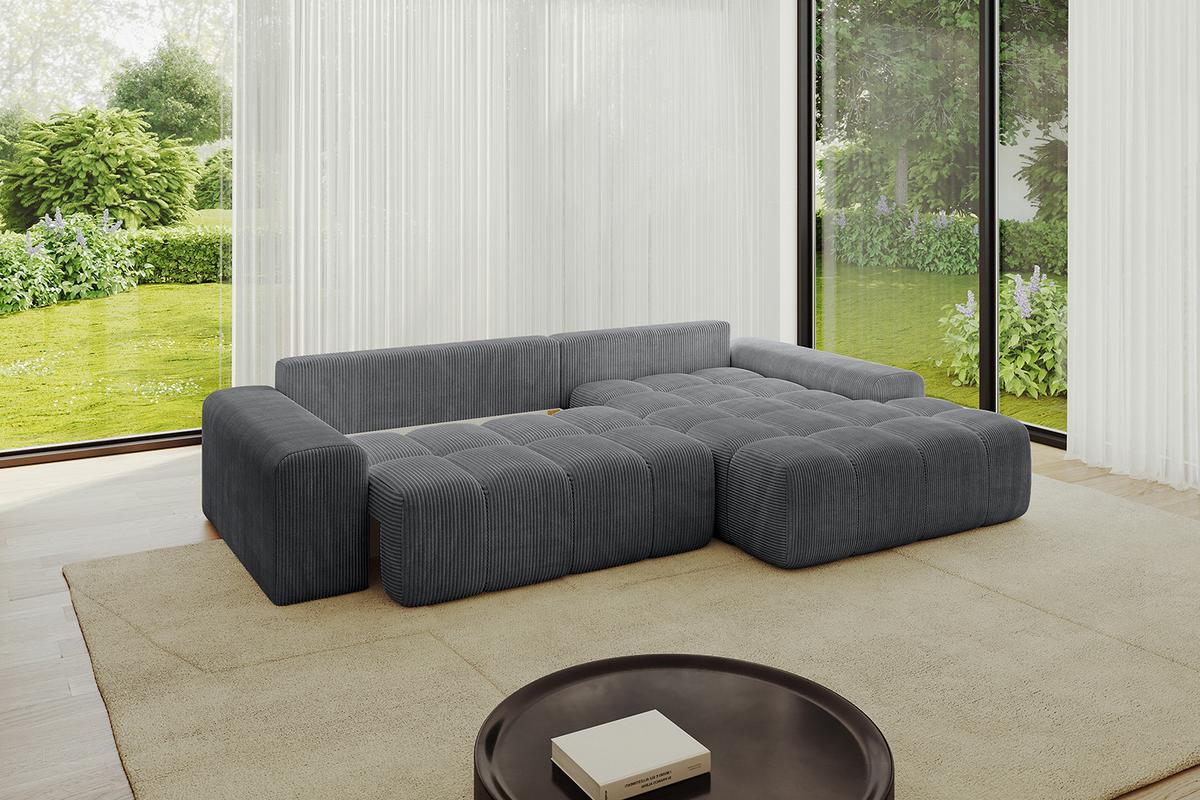 ECKSOFA Ottomane Rechts ENSI-L - 267x164x69 cm Dunkelgrau - Dunkelgrau, Holzwerkstoff/Kunststoff (164/267cm) - ALTDECOR