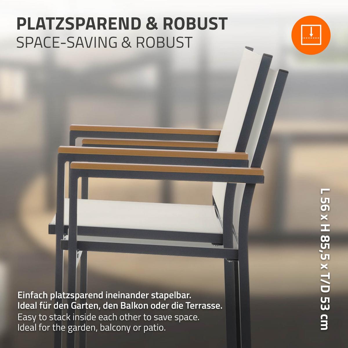 GARTENSTÜHLE 2er Set Beige aus Textilene mit Aluminiumgestell - Beige, Metall (56/85.5/53cm) - ML-DESIGN