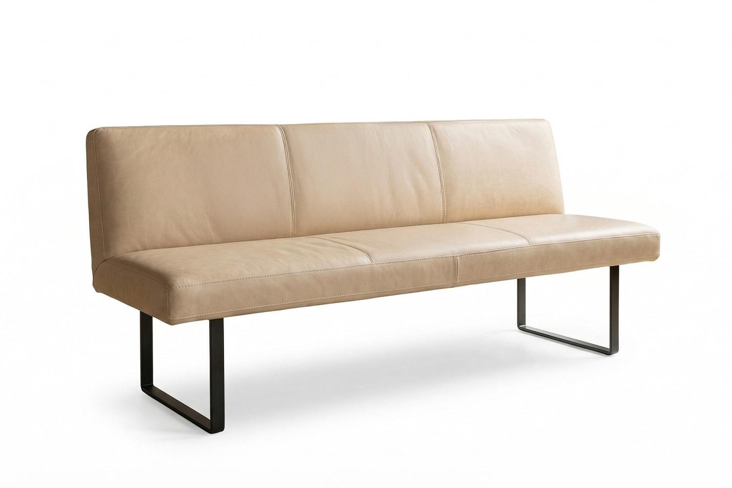 ESSZIMMERBANK ELEEN Beige Leder - Beige, Leder (203/85/69cm) - KAWOLA