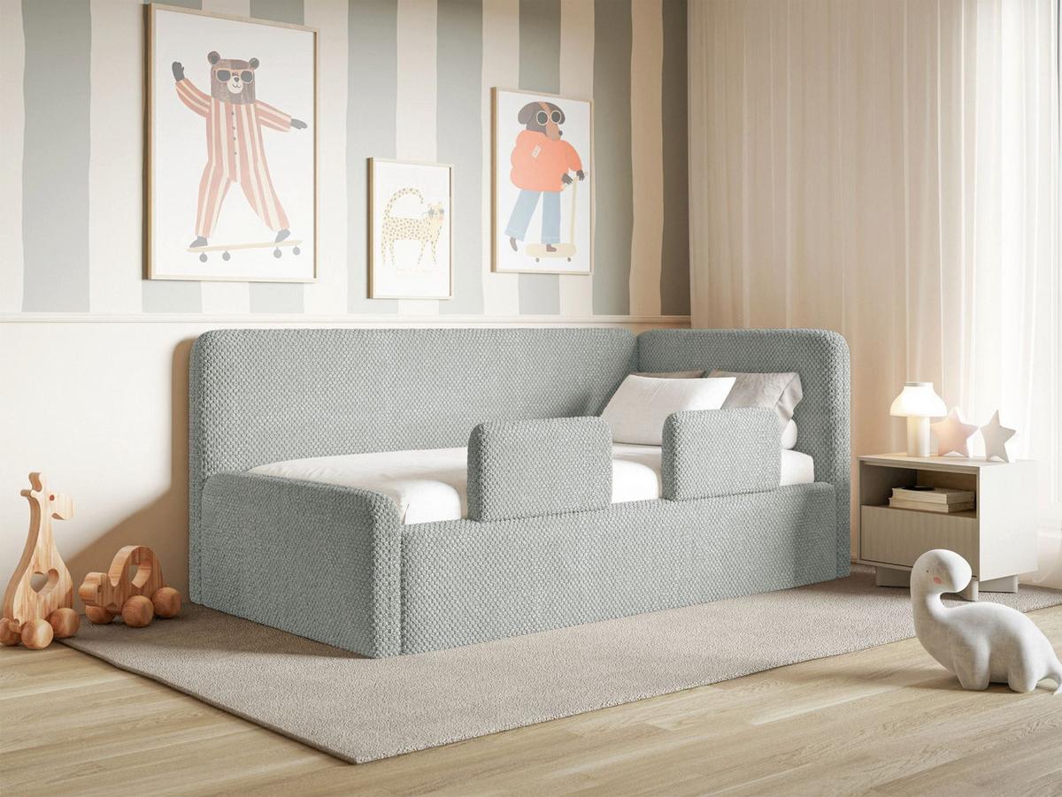 JUGENDBETT Fanko Samt Grau 90x200 cm - Schwarz/Grau, Kunststoff/Textil (90/200cm) - Selsey