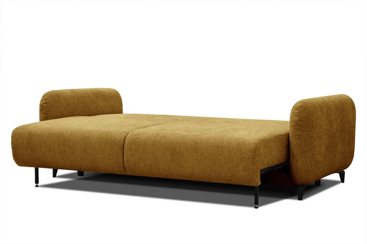 SOFA DRAKE 3-Sitzer mit Schlaffunktion, dunkelgelb - Dunkelgelb/Braun, Holz/Textil (232/90/107cm) - Wozimo