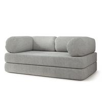 BETTSOFA EIREN aus Schaumstoff Bucle-Stoff Hellgrau Schlaffunktion - Hellgrau, Textil (170/68/80cm) - MASSENO