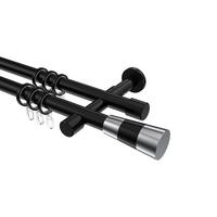 GARDINENSTANGE Prestige Tanara 120 cm, 2-läufig, 20 mm Ø Schwarz - Chromfarben/Schwarz, Metall (120cm) - INTERDECO