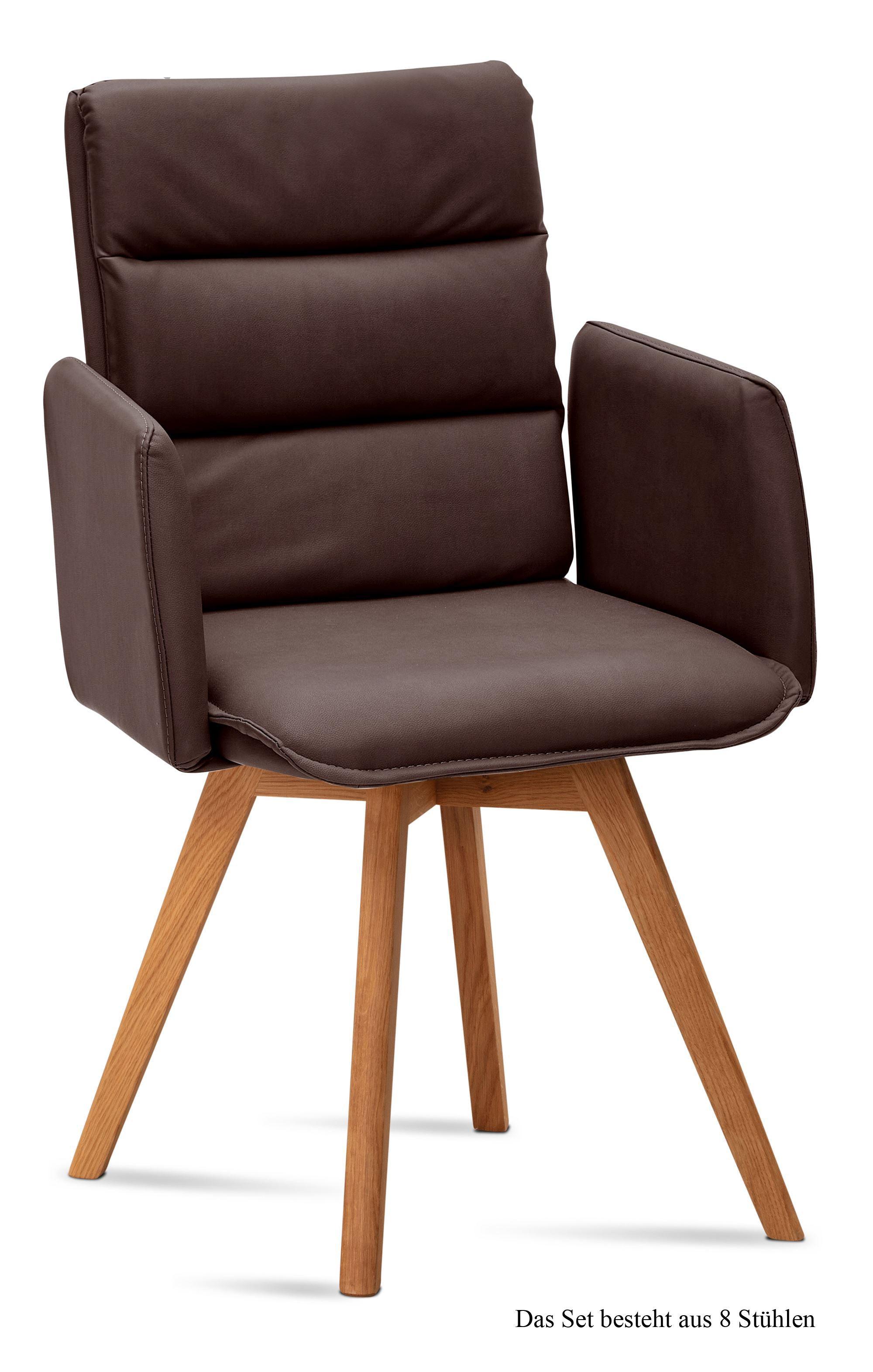 ARMLEHNSTUHL (8er-Set) Dodie 52x92x60 Eiche geölt/Braun - Eichefarben/Braun, Kunststoff (60/92/52cm) - 58aufmkessel
