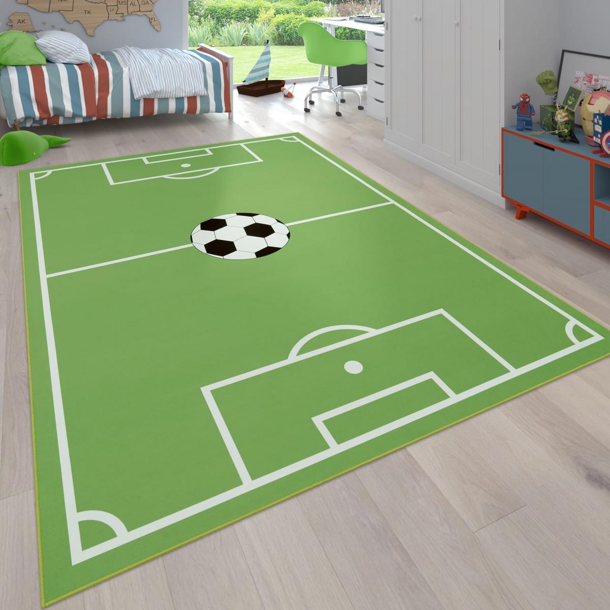 KINDERTEPPICH Waschbar, mit Fußballfeld‑Muster, Grün, 120 x 160 cm - Grün, Textil (160/120cm) - KADIMA DESIGN