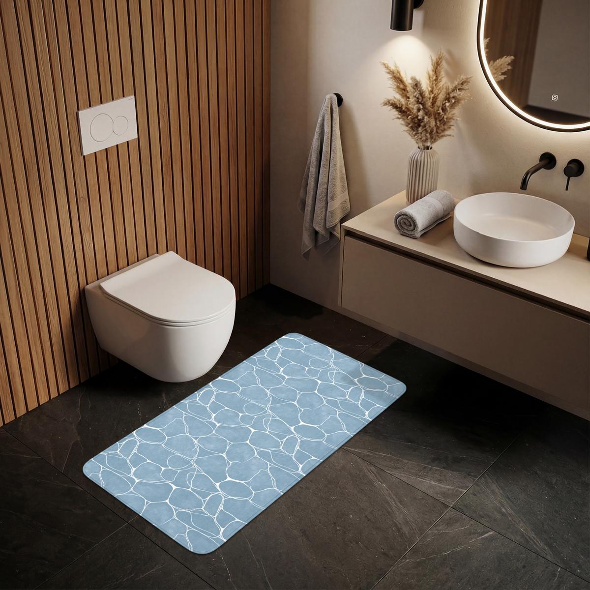 WC-VORLEGER Organisch - Muster - Blau WC Teppich 120x60 cm - Hellblau, Textil (120/1cm) - OnlyWow