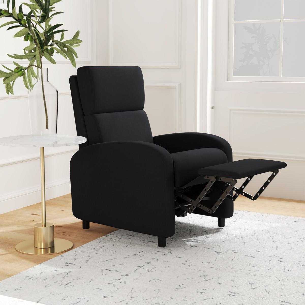 RELAXSESSEL, Fernsehsessel mit Liegefunktion, mit verstellbarer Rückenlehne, Fußteil, Schwarz - Schwarz, Textil (64/102/86cm) - HOMCOM