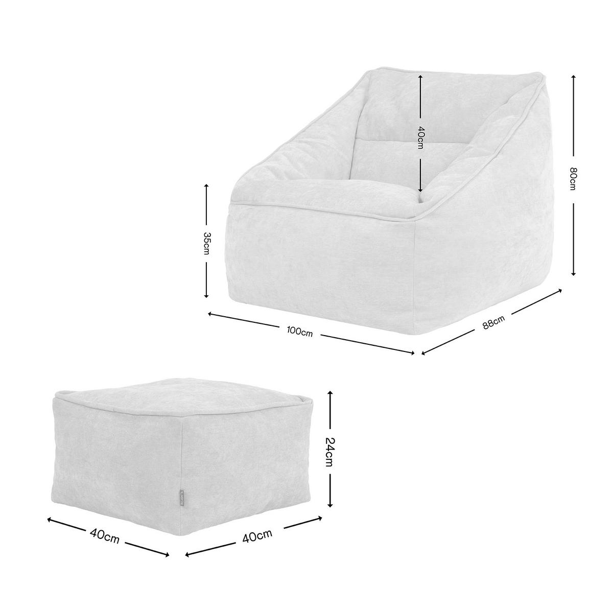 SITZSACK Sessel Chenille Natalia mit Hocker - Grau, Kunststoff/Textil (100/80/88cm) - icon