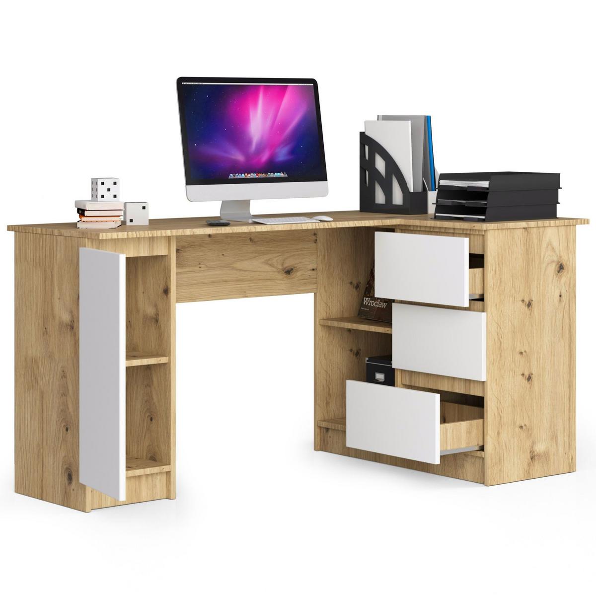 SCHREIBTISCH Eiche Artisan, Weiß 77/155/85 - Eiche Artisan/Weiß, Holzwerkstoff (130/51/77cm) - RAUMHIRSCH FURNITURE