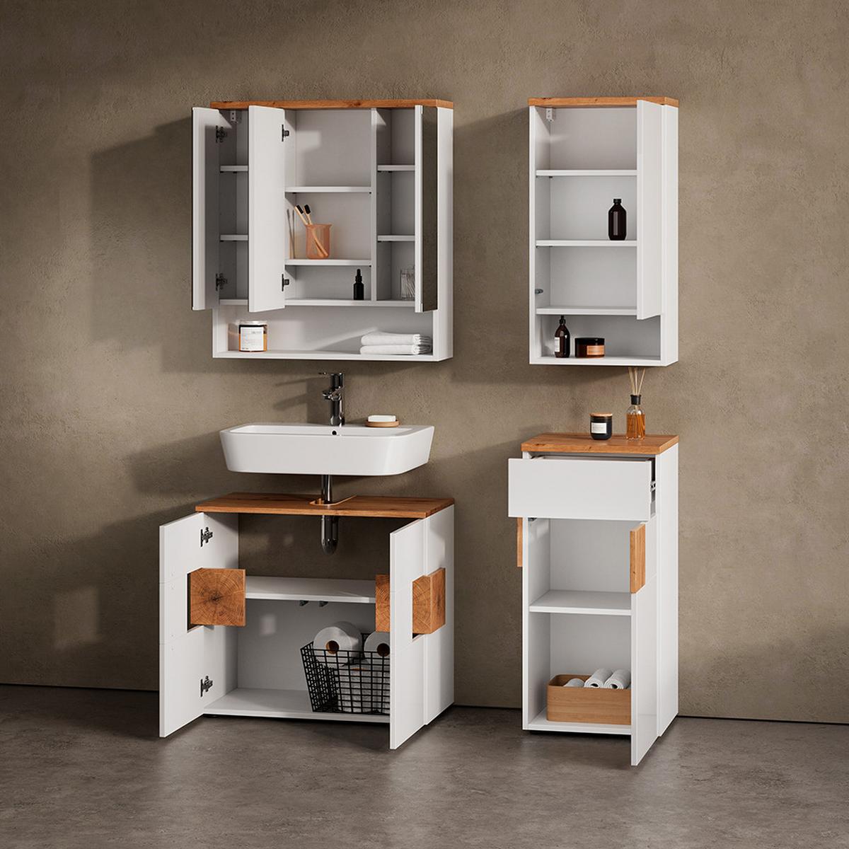 MIDISCHRANK Tanaro Weiß 40 x 84 cm - Weiß, Holzwerkstoff (40/84/37cm) - Livinity®