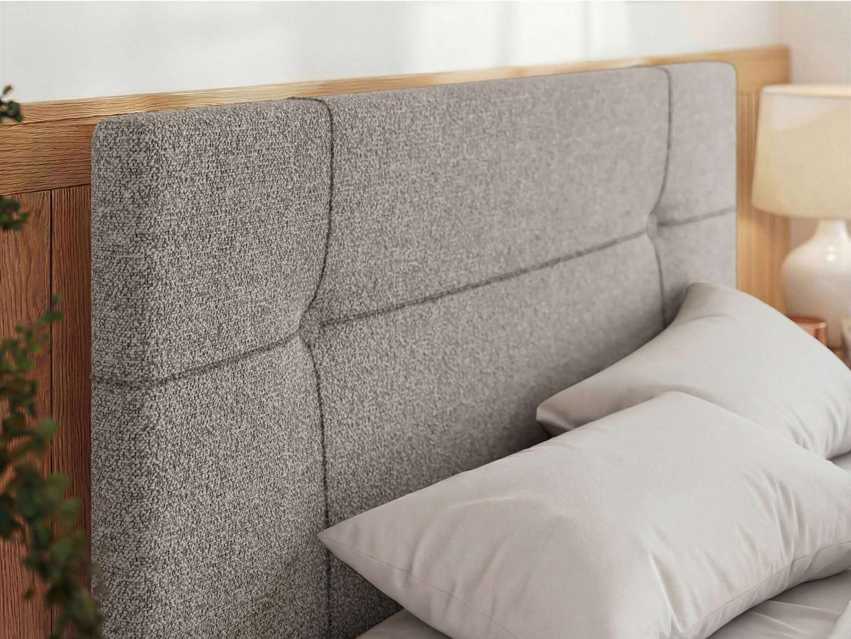 POLSTERBETT CALERIO CLASSIC 200/200 - Hellgrau Stukture - Matratze Multipocket - Hellgrau/Schwarz, Kunststoff/Textil (200/200cm) - MKS