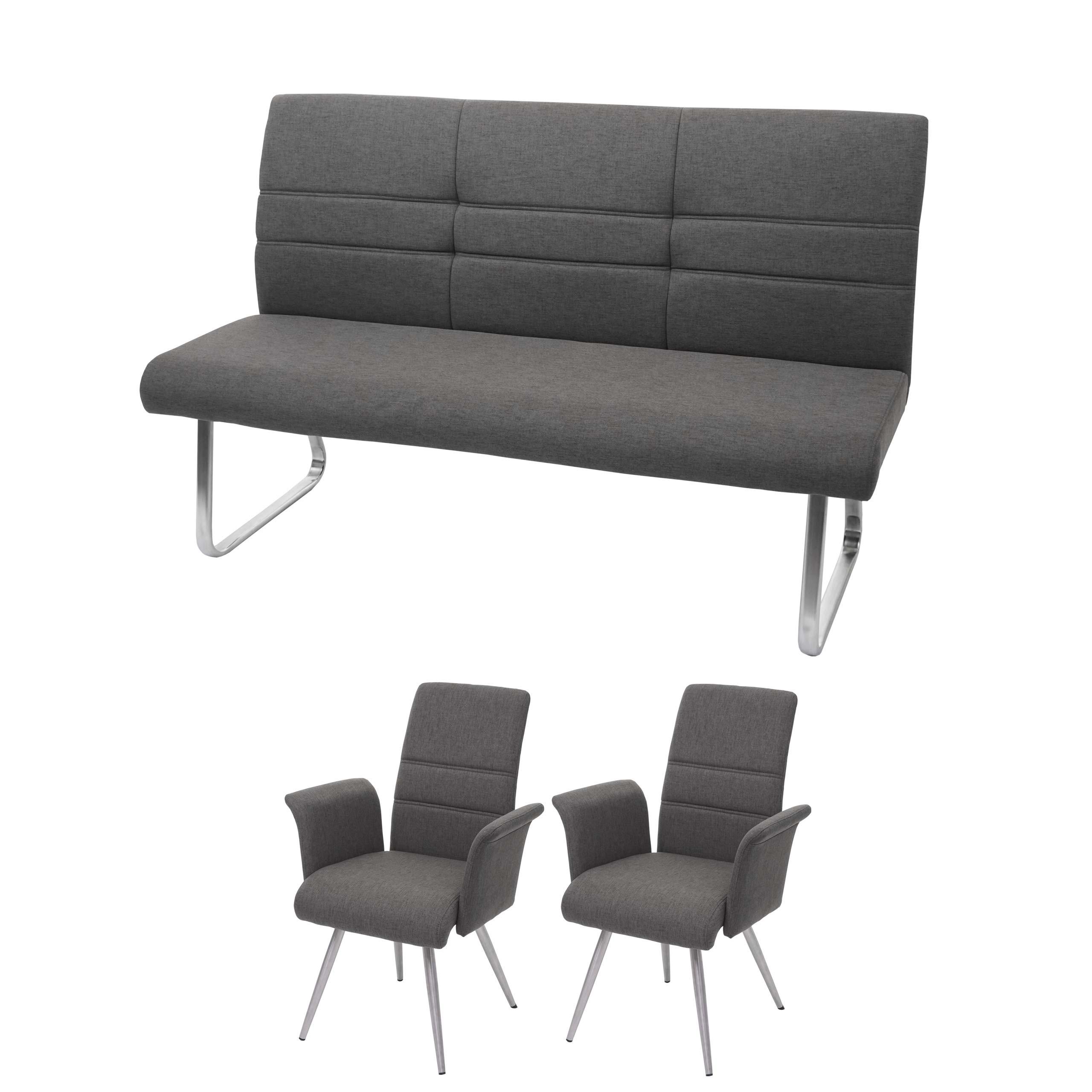 ESSZIMMER-SET Grau 2er-Set - Grau, Textil (160/99/68cm) - MCW