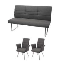 ESSZIMMER-SET Grau 2er-Set - Grau, Textil (160/99/68cm) - MCW