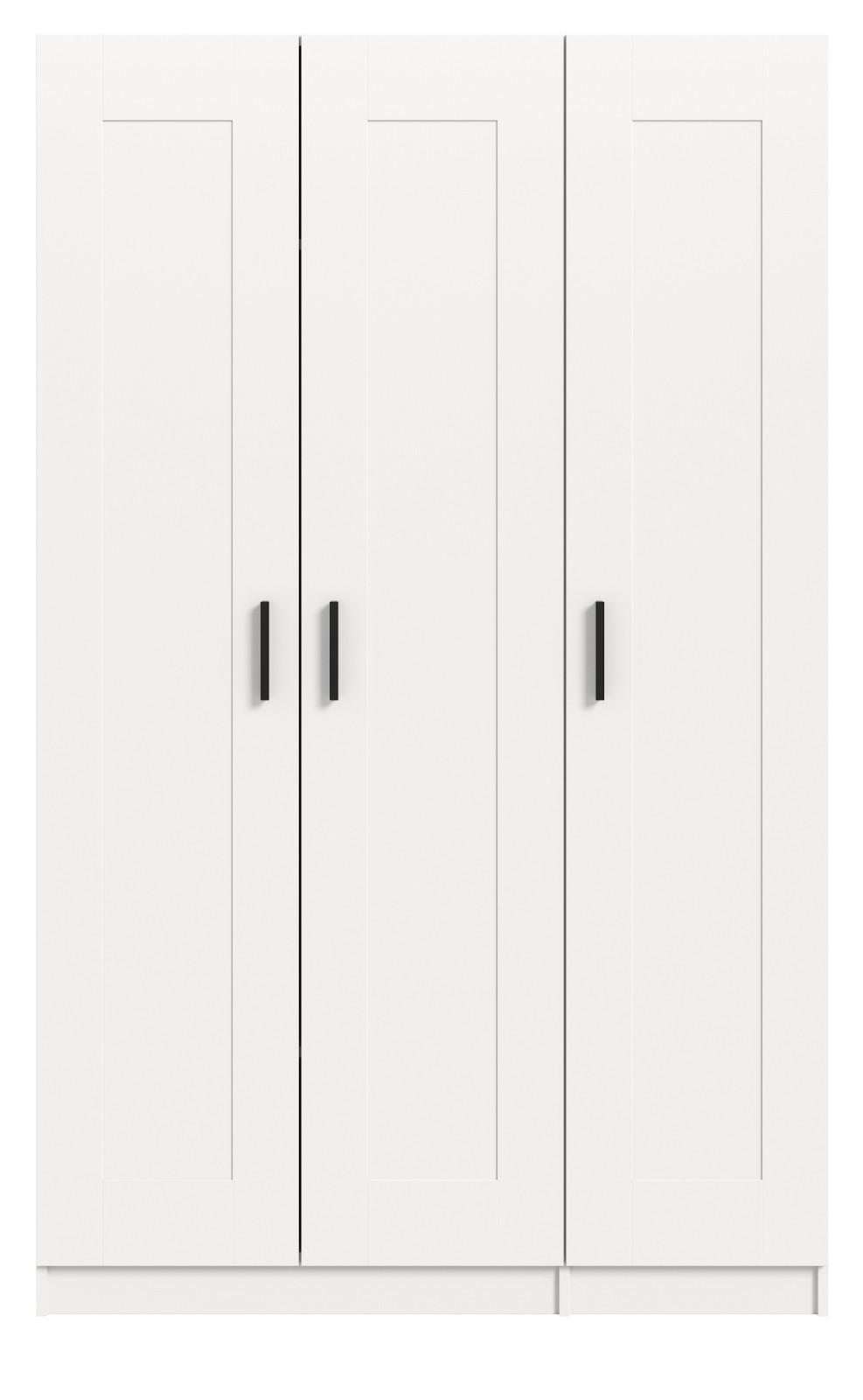 KLEIDERSCHRANK in weiß 120 x 194 cm, Drehtürenschrank 3-türig skandinavisch - Schwarz/Weiß, Holzwerkstoff/Kunststoff (120/194/56cm) - Inn.Furn
