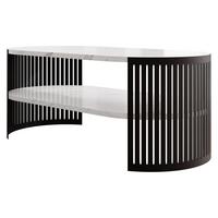 COUCHTISCH Fikoli Oval I - Schwarz/Weiß, Holzwerkstoff/Metall (100/50/40cm) - MIRJAN24
