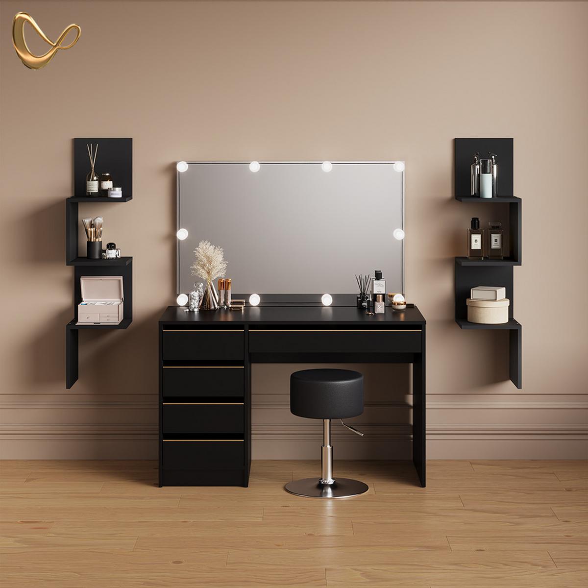 ECKREGAL Vesuvio Schwarz 28 x 116.4 cm 2er Set - Schwarz, Holzwerkstoff (28/116.4/28cm) - Livinity®