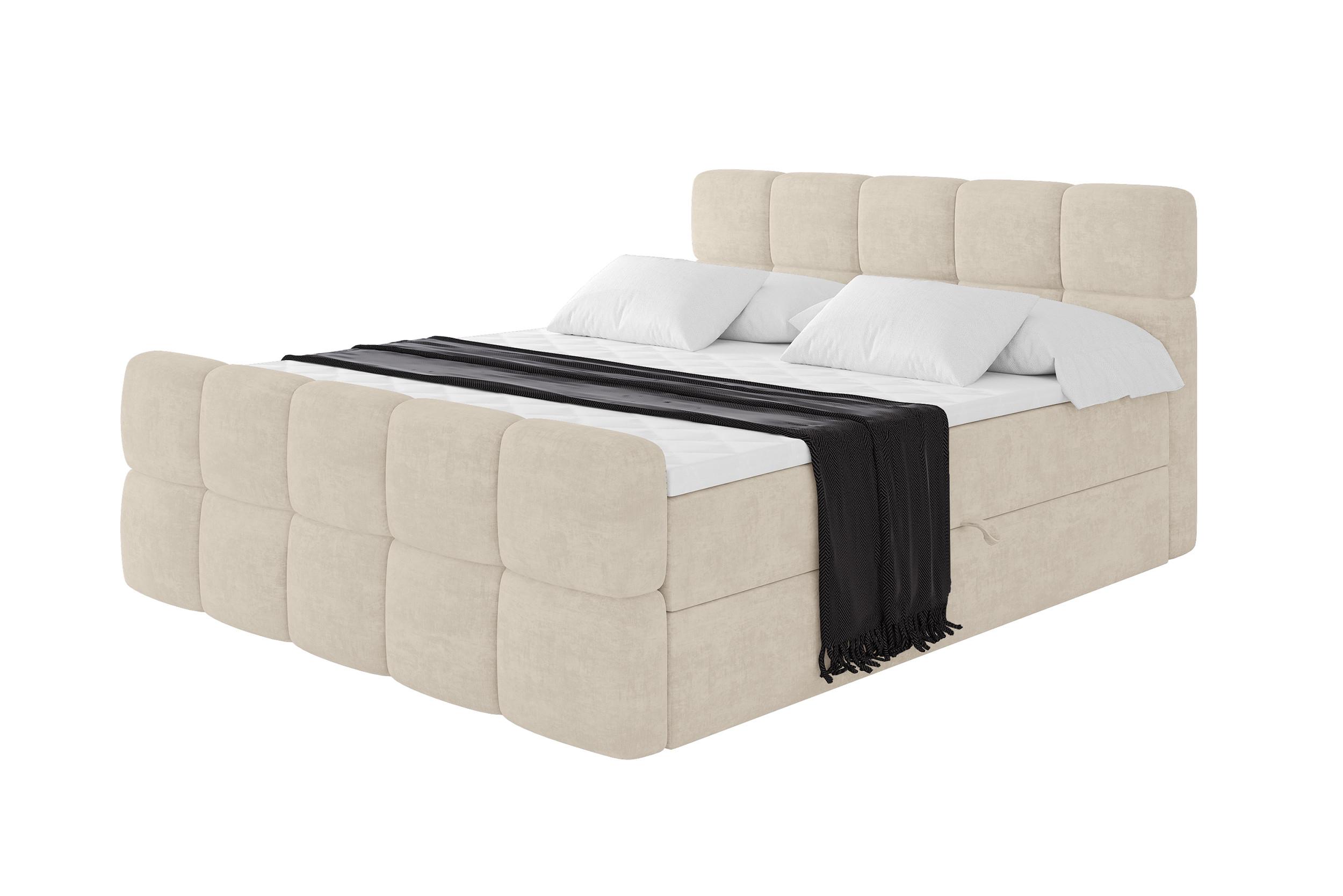BOXBETT mit Matratze H4 - FAMA-Z - 140x200 cm Beige Monolith - Sahara, Holzwerkstoff (140/200cm) - ALTDECOR