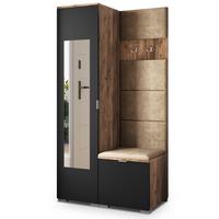 GARDEROBENSCHRANK VIRA 95/181/51 cm Modern Garderobe-Set Eiche Lefkas - Eichefarben/Schwarz, Holzwerkstoff (95/181/51cm) - MASSENO