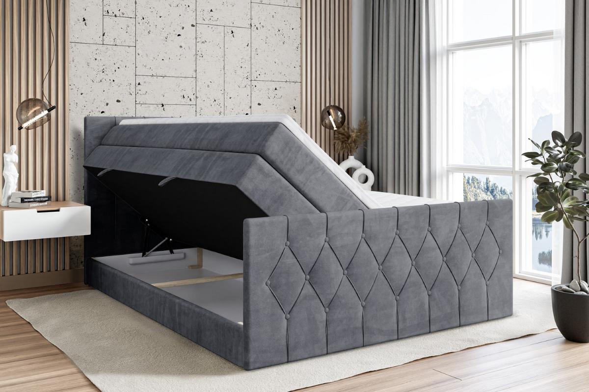 BOXSPRINGBETT VELANTO-Z KING - 180 x 200 - H3/H4 - Dunkelgrau - Dunkelgrau, Holzwerkstoff (180/200cm) - ALTDECOR
