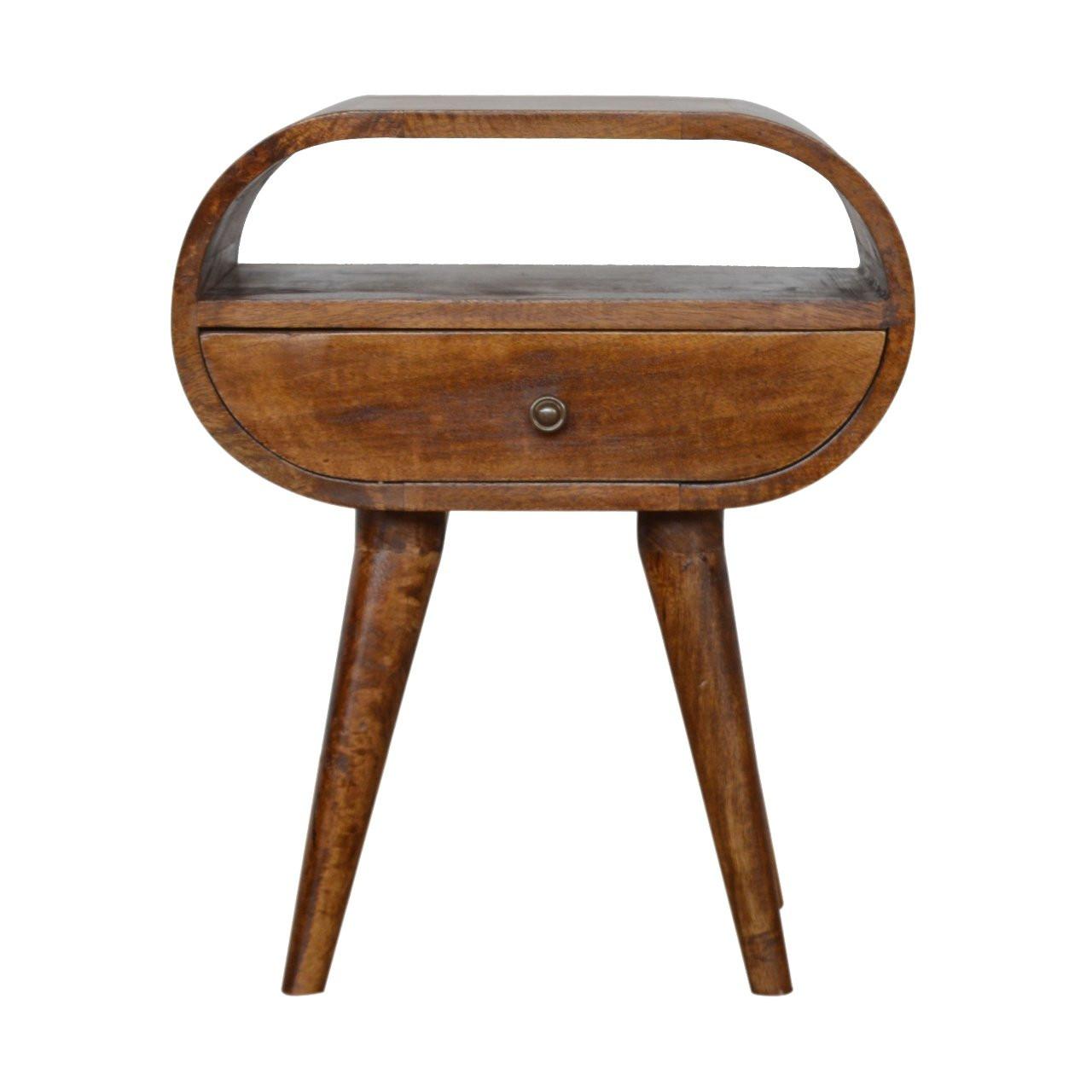 NACHTTISCH LUNA - Kastanienfarben/Messingfarben, Holz/Metall (45/54/35cm) - Artisan Furniture