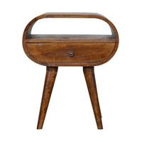NACHTTISCH LUNA - Kastanienfarben/Messingfarben, Holz/Metall (45/54/35cm) - Artisan Furniture