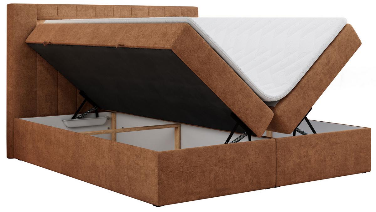 BOXBETT GOLD-5 LED 140/200 Orange Struktur - H3 - Orange, Holz/Textil (140/200cm) - MKS