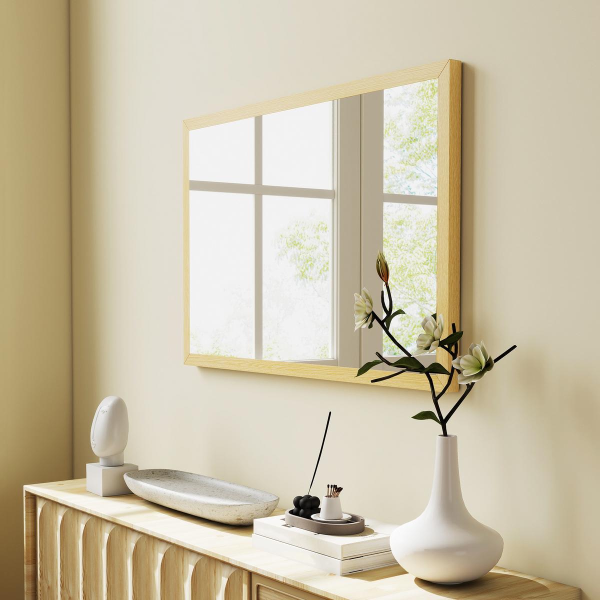 RECHTECKIG Spiegel Dekorativ 40 x 60 cm - Naturfarben, Holzwerkstoff (2/60/40cm) - HOMCOM