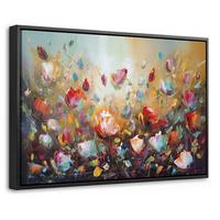 LEINWAND Bilder mit Rahmen - Blumen - Kunst - Natur - Ölgemälde - 60x40 - Multicolor, Textil (60/40cm) - MuchoWow