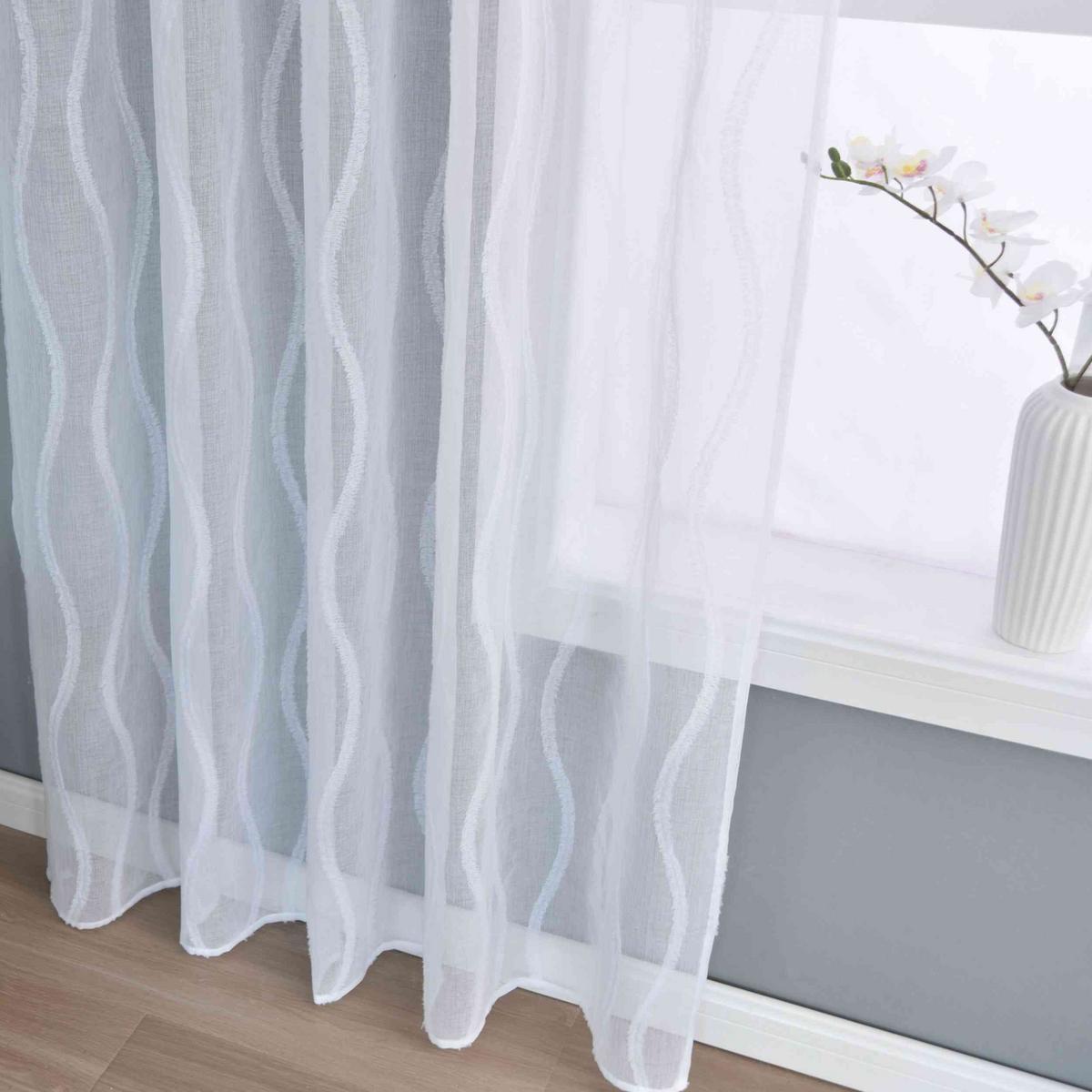 VORHANG VALENCIA HxB 245x140 cm Natur Waves - Weiß, Textil (145/245cm) - Gardinenbox
