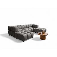 SOFA 3-sitzer Und 2-polsterhocker Flow - Dunkelgrau, Holzwerkstoff/Textil (288/71/96cm) - Fun Möbel