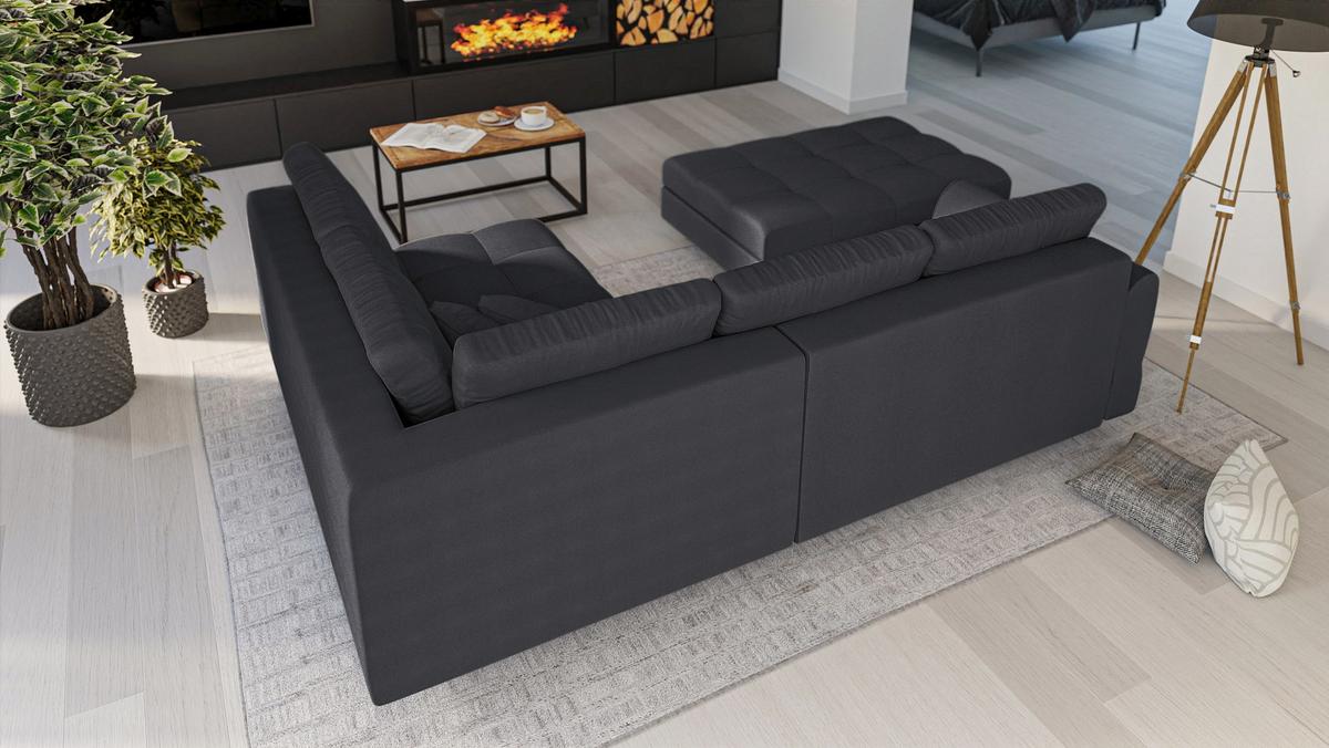 HOCKER Lorine Mikrofaser Anthrazit - Anthrazit, Textil (118/40/73cm) - S-Style Möbel