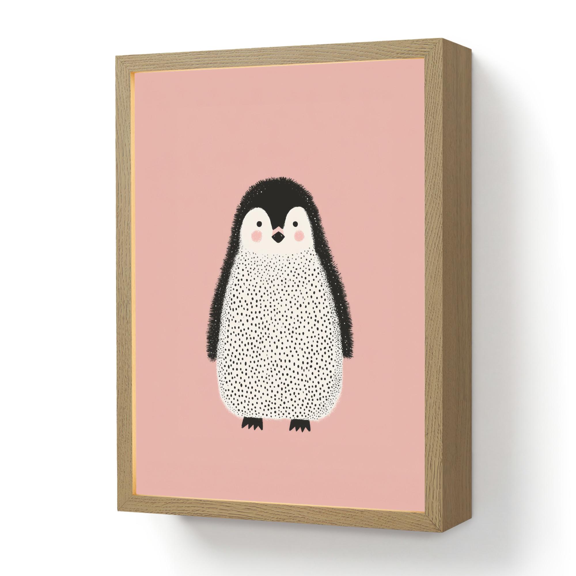 NACHTTISCHLAMPE MIT AKKU Pinguin - Punkte - Minimalistisch - Rosa 30x40 cm - Rosa, Holzwerkstoff (8/30/40cm) - OnlyWow