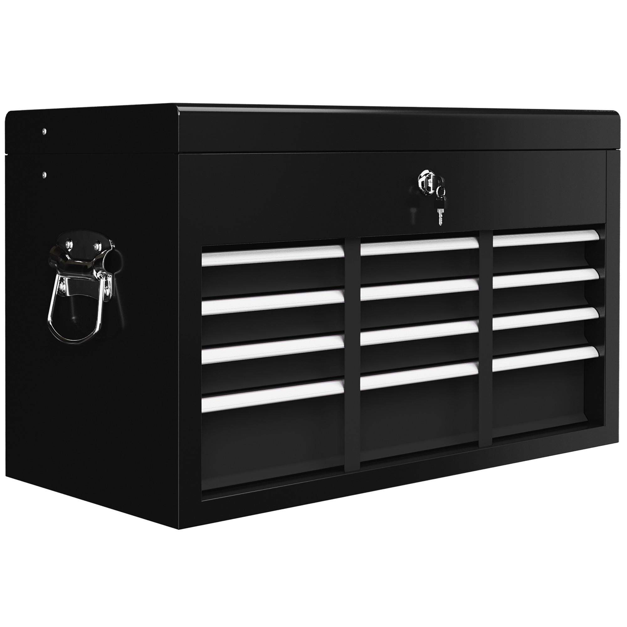 WERKZEUGKASTEN, Werkzeugkoffer ohne Werkzeug, mit 6 Schubladen, Schloss - Schwarz, Metall (26/34/60cm) - HOMCOM