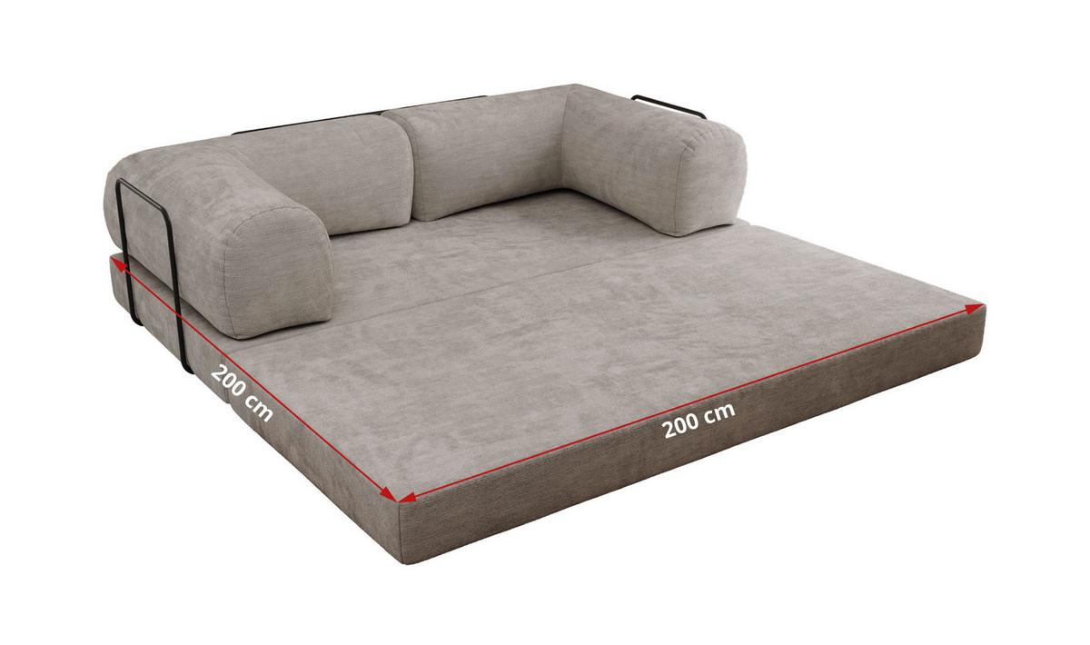 3-SITZER SOFA ORSETTO - Hellgrau Schenille glatt - Hellgrau/Schwarz, Textil/Metall (200/70/100cm) - MKS
