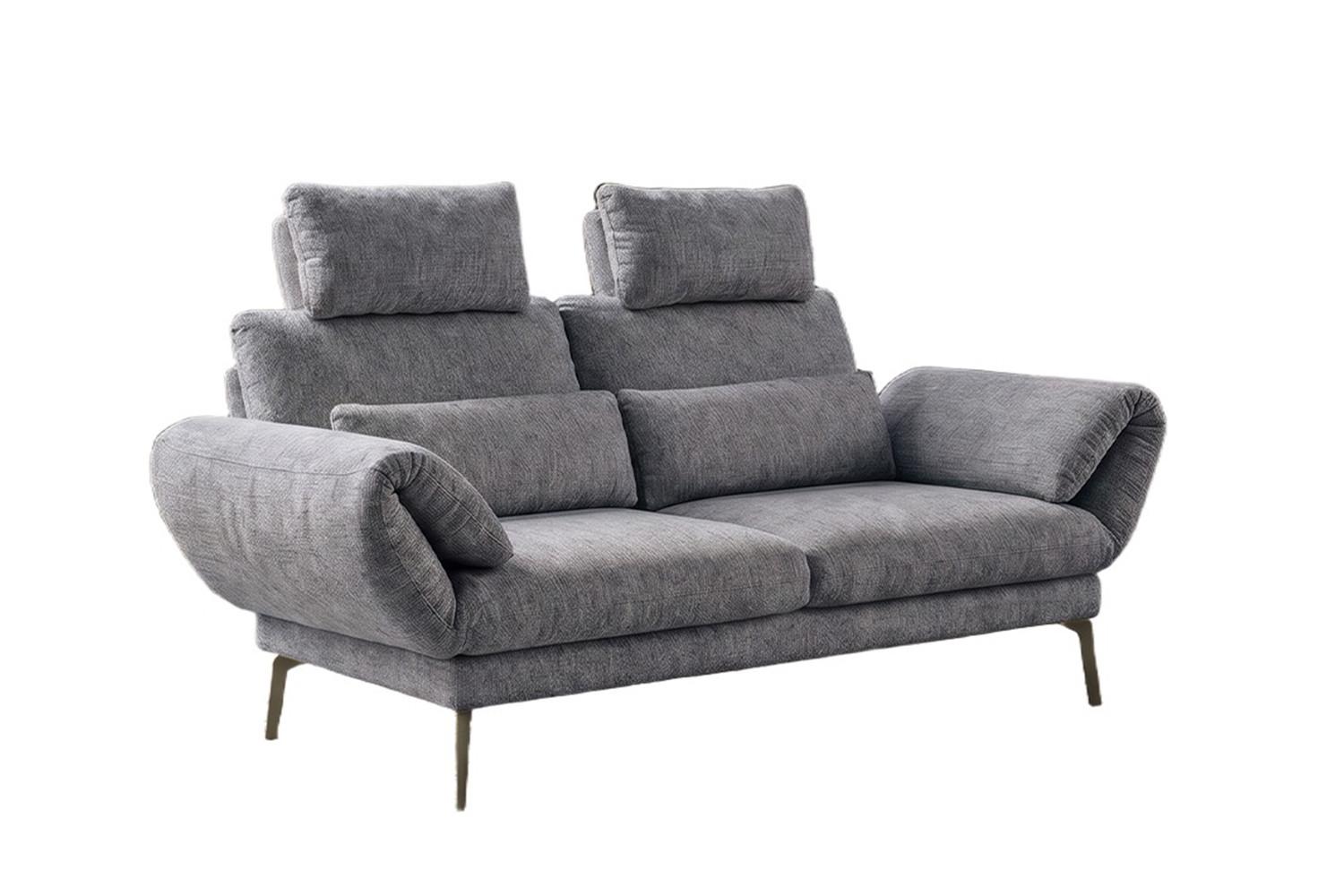 SOFA HOLLY Grau Flachgewebe - Braun/Grau, Textil/Metall (176/90/92cm) - KAWOLA