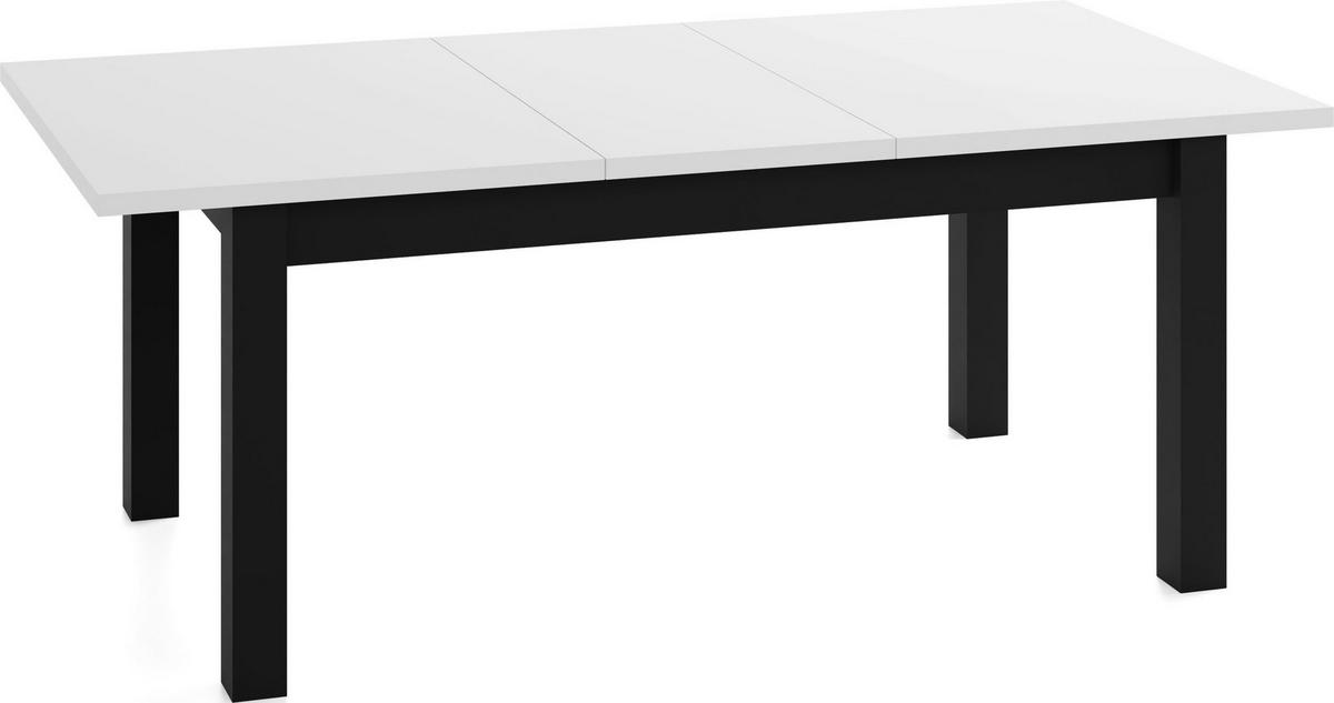 ESSTISCH Lindberg ausziehbar verlängerbar rechteckig, Weiß 120-160/70/77 cm - Schwarz/Weiß, Holz/Holzwerkstoff (70/160/76.5cm) - WFL GROUP