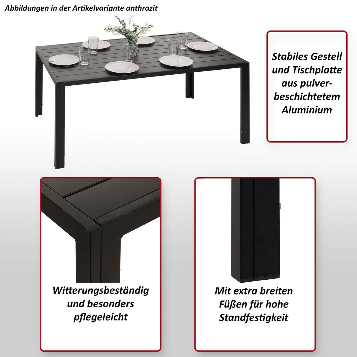 ALU-ESSTISCH rechteck Hellgrau - Hellgrau, Metall (80/140/72cm) - MCW