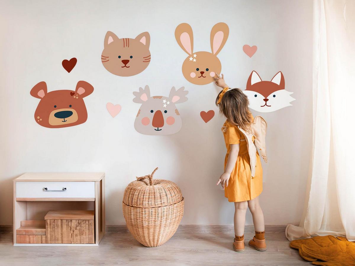 WANDAUFKLEBER 60x97cm - Illustration von Waldtieren - Multicolor, Kunststoff (60/97/0.1cm) - Wallfluent