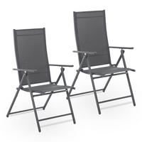 GARTENSTUHL Calena Anthrazit klappbar (2er Set) - Anthrazit, Metall (57/105/68cm) - Juskys