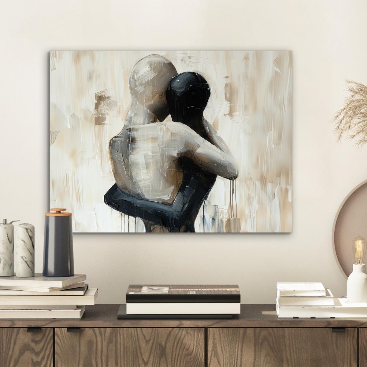 METALLBILD Abstrakt - Liebe - Schwarz und weiß - Modern 40x30 cm - Schwarz, Metall (40/30cm) - MuchoWow